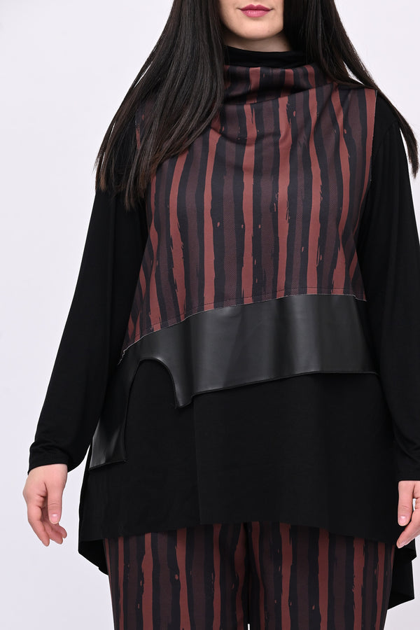 Completo righe ecopelle - Moro