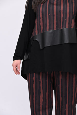 Completo righe ecopelle - Moro