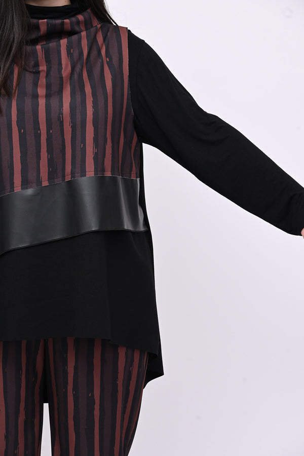 Completo righe ecopelle - Moro