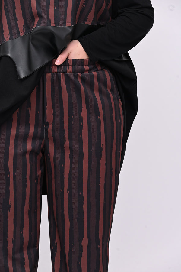 Completo righe ecopelle - Moro