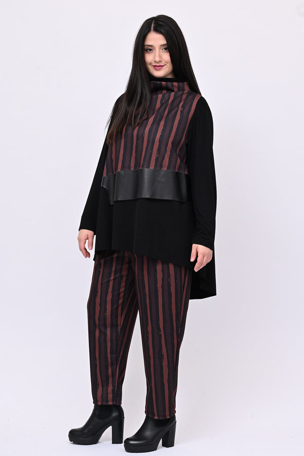 Completo righe ecopelle - Moro