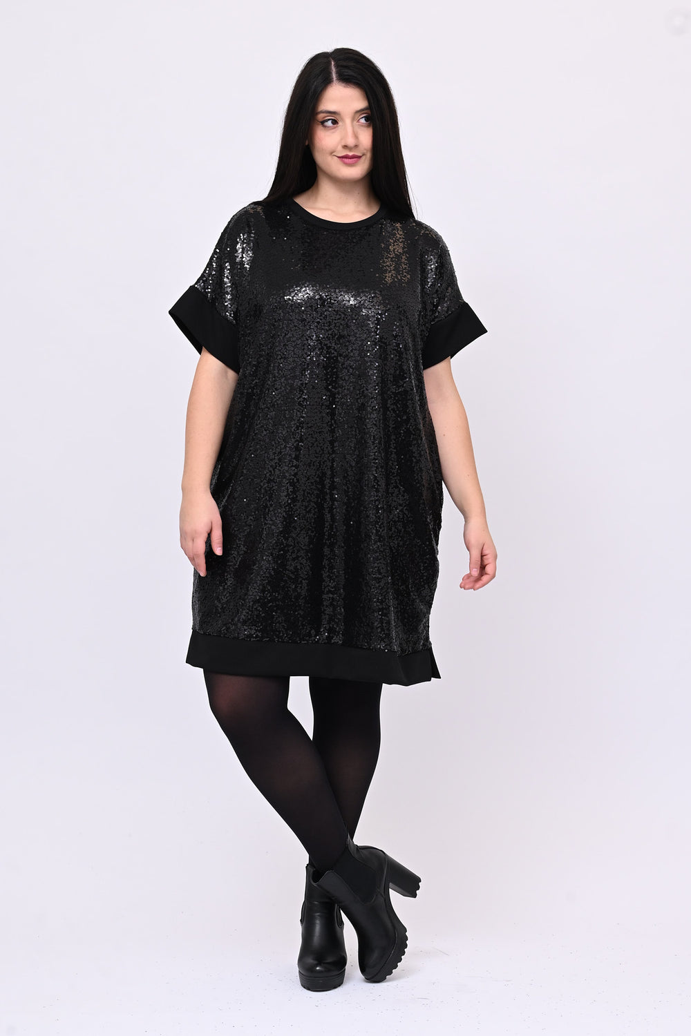 Abito anni 60 paillettes - Nero