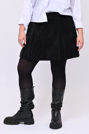 Shorts effetto gonna velluto - Nero