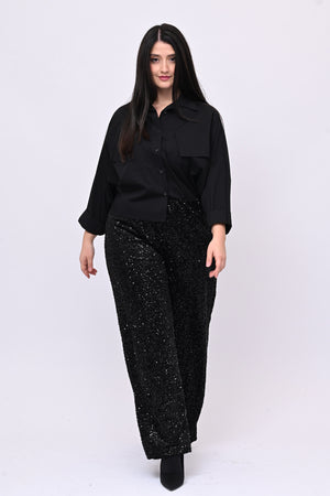 Camicia crop taschini - Nero