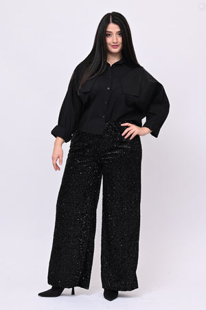 Camicia crop taschini - Nero