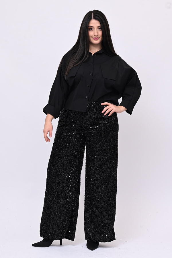 Camicia crop taschini - Nero