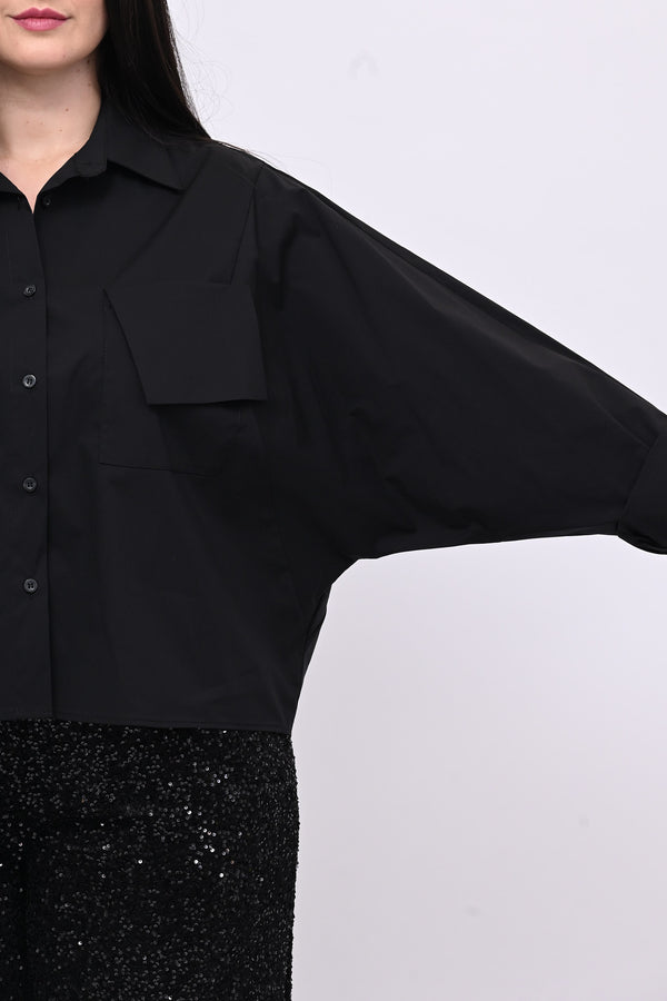 Camicia crop taschini - Nero