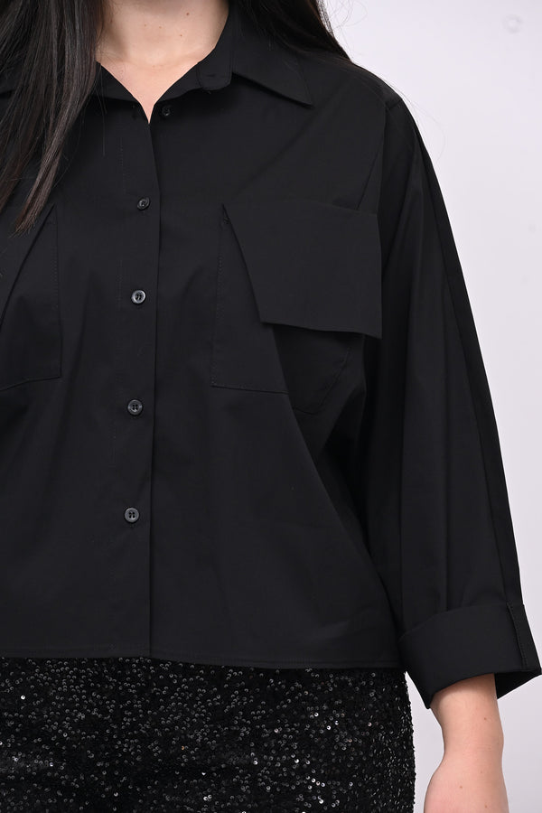 Camicia crop taschini - Nero