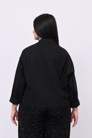 Camicia crop taschini - Nero