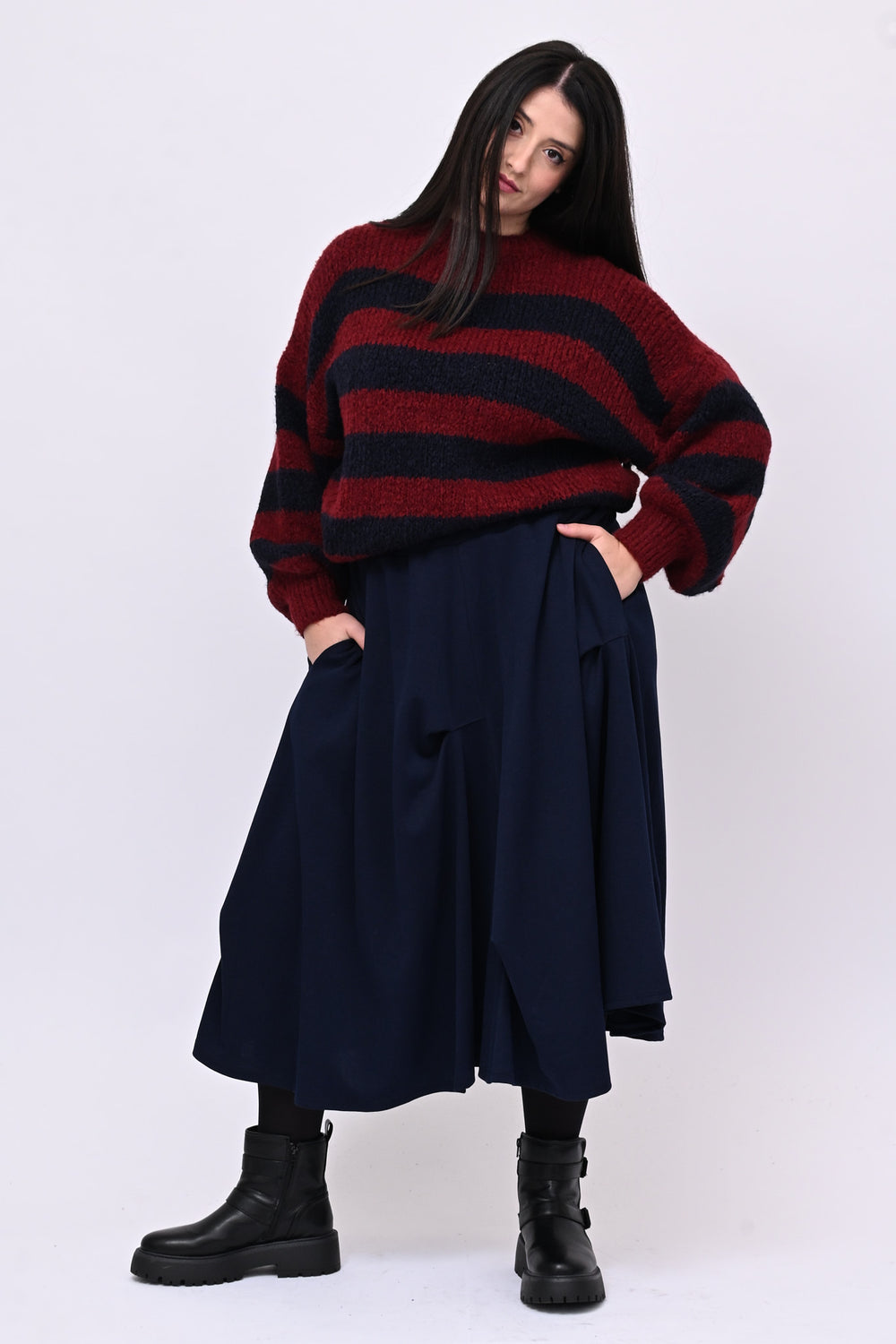 Pull righe lana - Vino