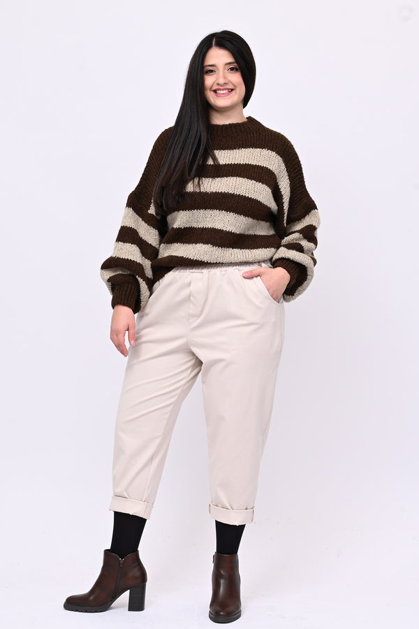 Pantalone punto Milano tasche - Burro