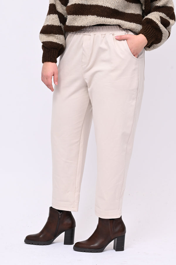 Pantalone punto Milano tasche - Burro