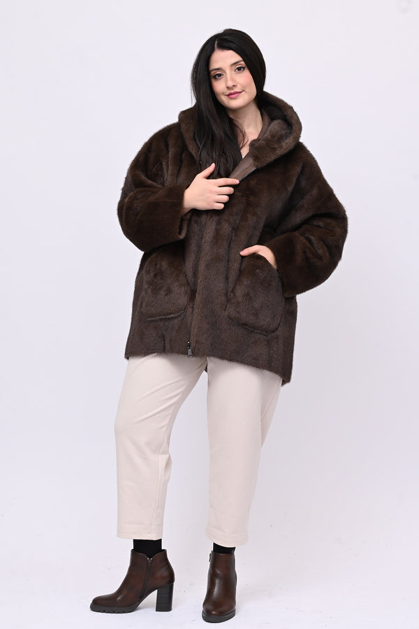 Eco pelliccia double face cappuccio - Castoro
