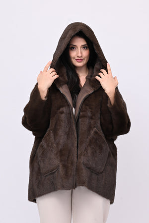 Eco pelliccia double face cappuccio - Castoro