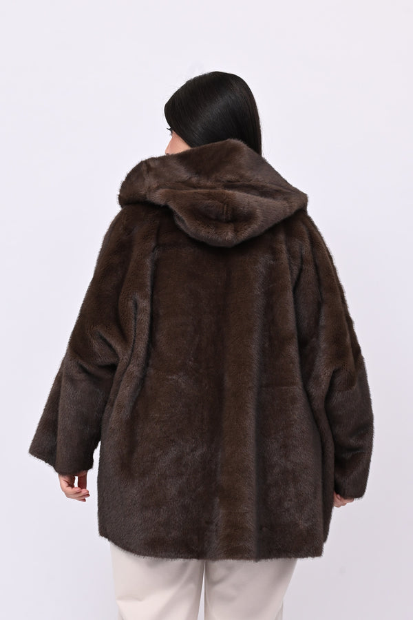Eco pelliccia double face cappuccio - Castoro