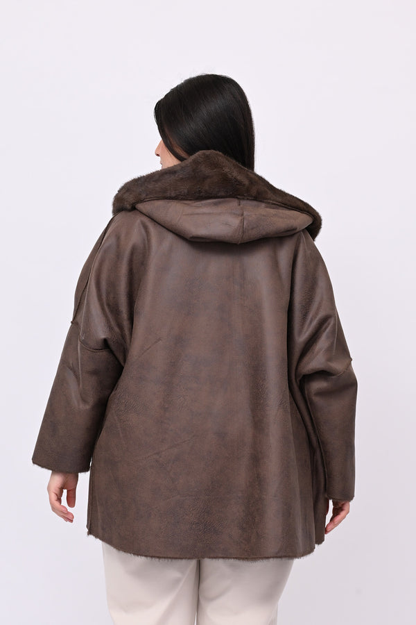 Eco pelliccia double face cappuccio - Castoro