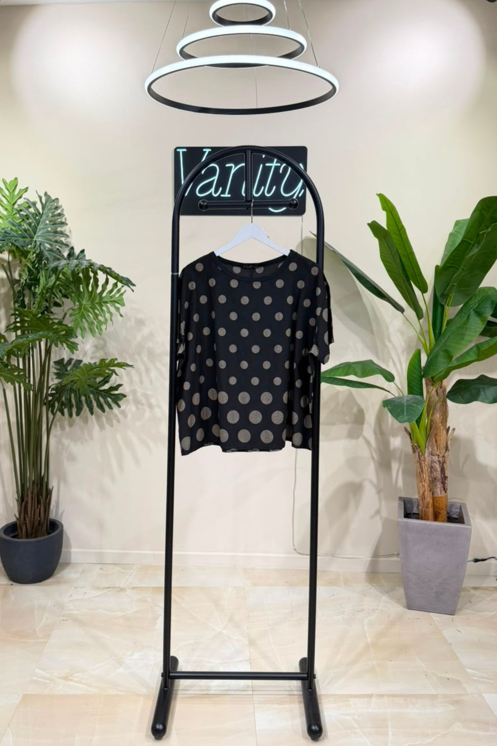 Blusa cotone pois - Nero