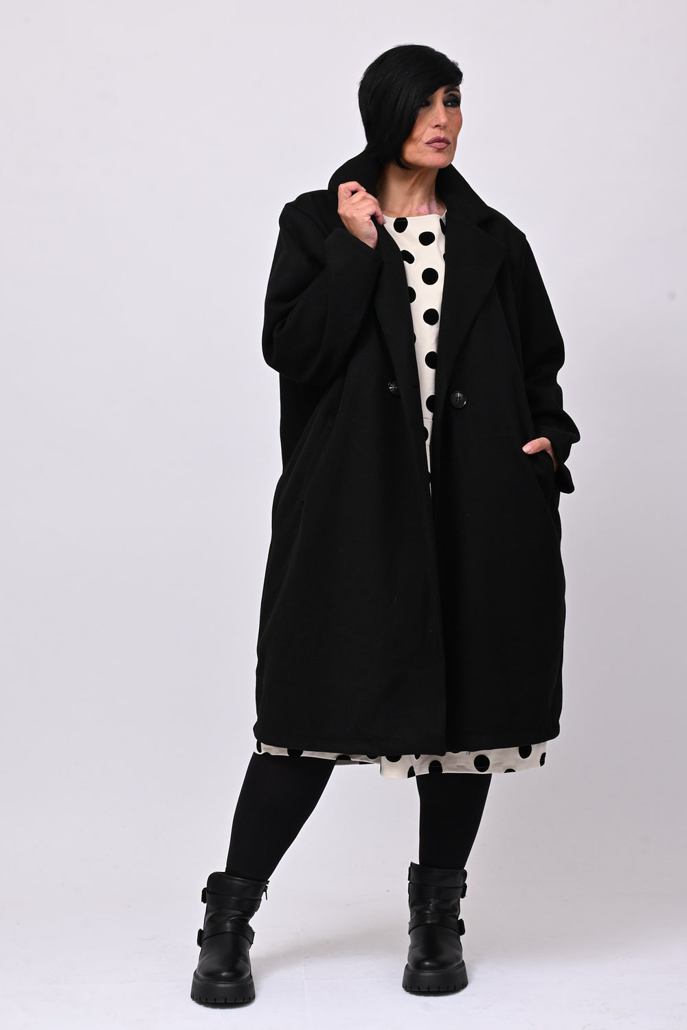 Cappotto over doppio petto - Nero