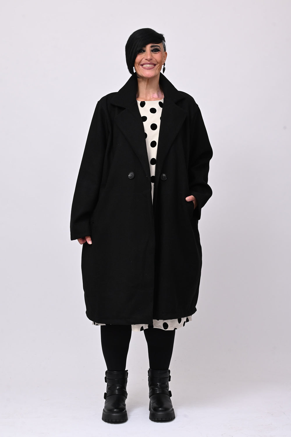 Cappotto over doppio petto - Nero