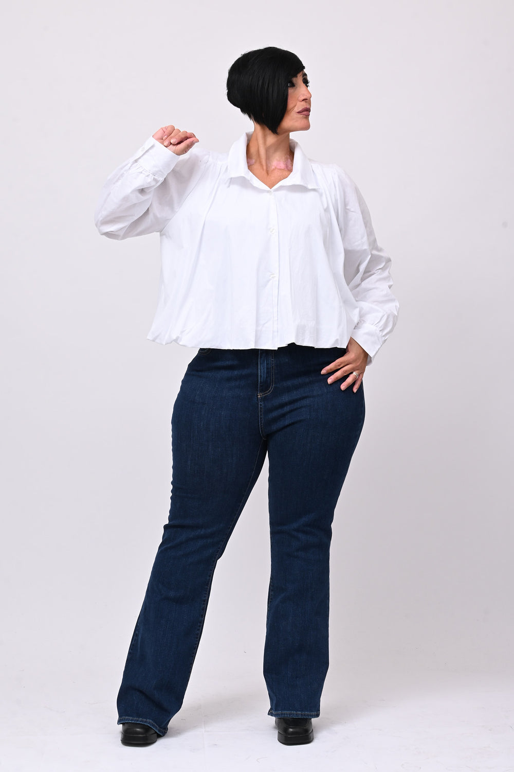 Camicia crop lupetto - Bianco