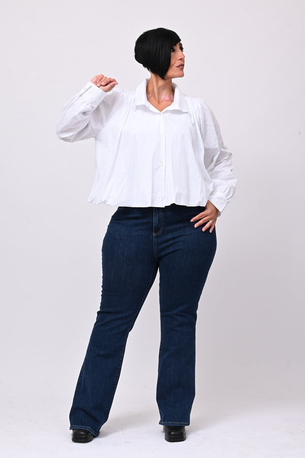 Camicia crop lupetto - Bianco