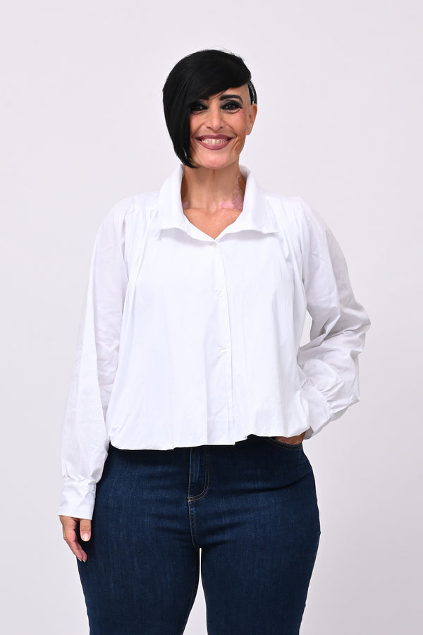 Camicia crop lupetto - Bianco