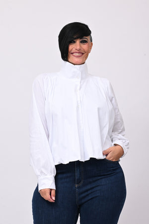 Camicia crop lupetto - Bianco