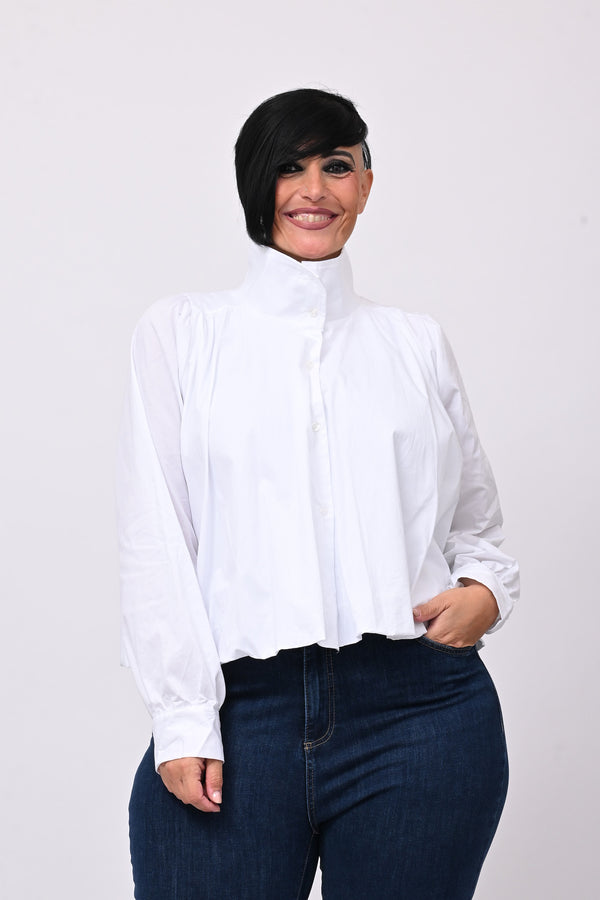 Camicia crop lupetto - Bianco