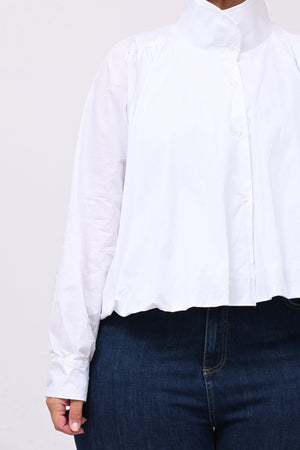 Camicia crop lupetto - Bianco