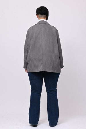 Giacca gessata toppe - Grigio