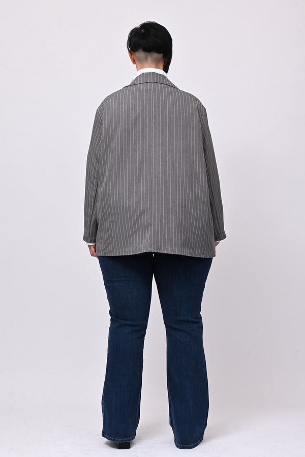 Giacca gessata toppe - Grigio