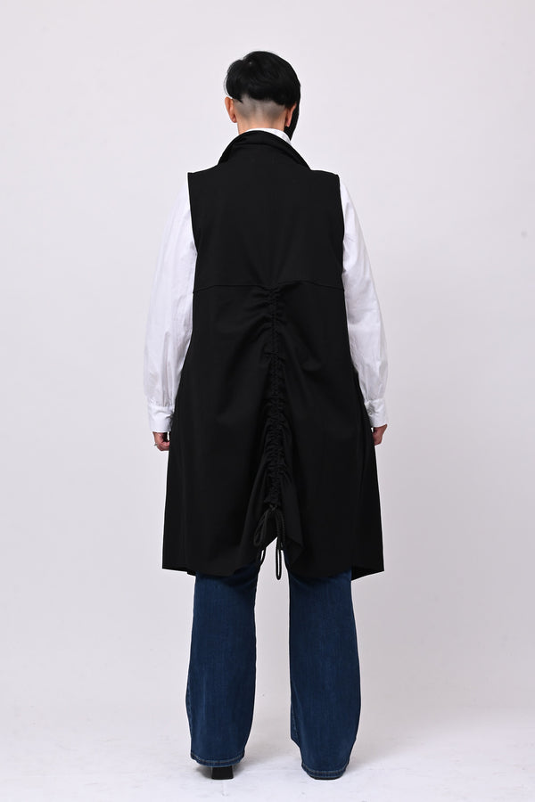Gilet lungo zip arricciato - Nero
