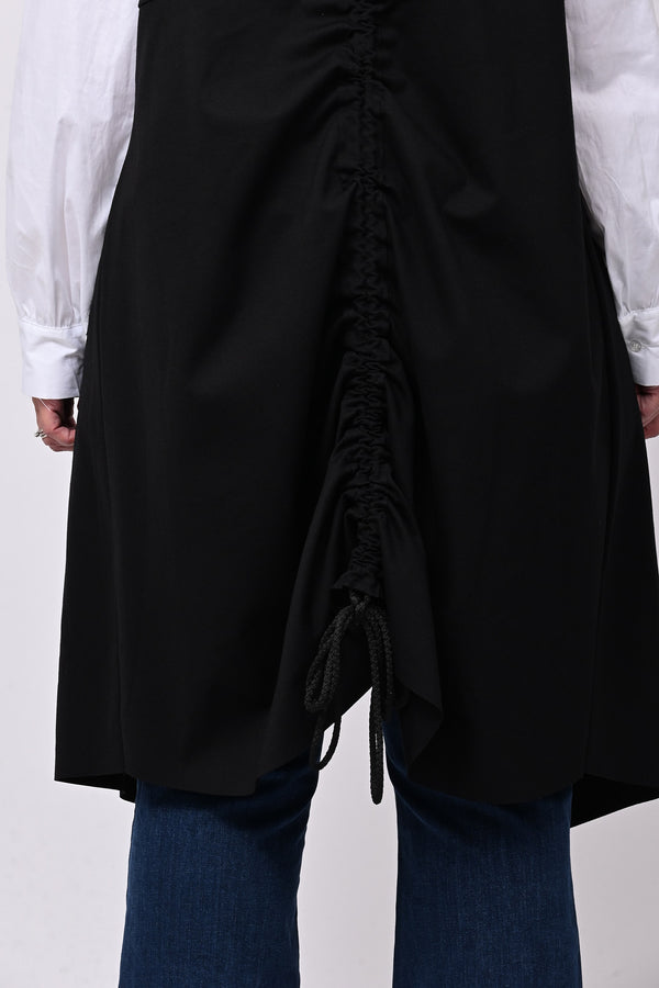 Gilet lungo zip arricciato - Nero