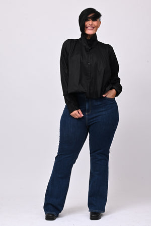Camicia crop lupetto - Nero