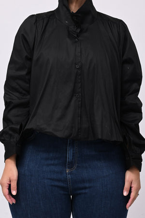 Camicia crop lupetto - Nero