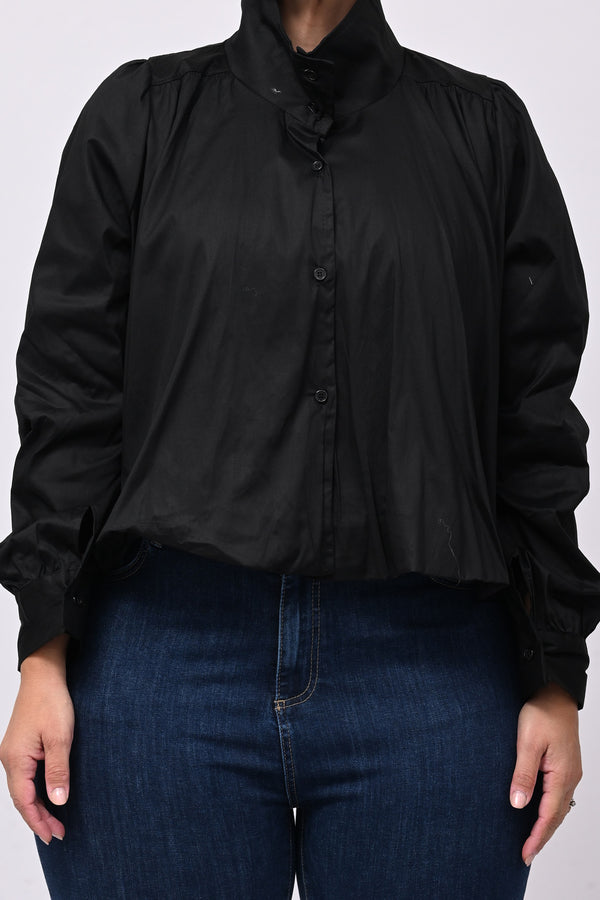 Camicia crop lupetto - Nero