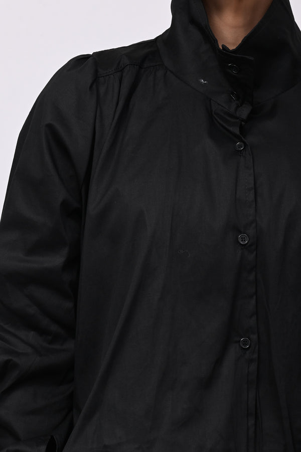 Camicia crop lupetto - Nero