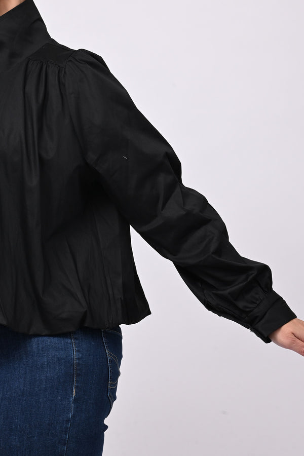 Camicia crop lupetto - Nero