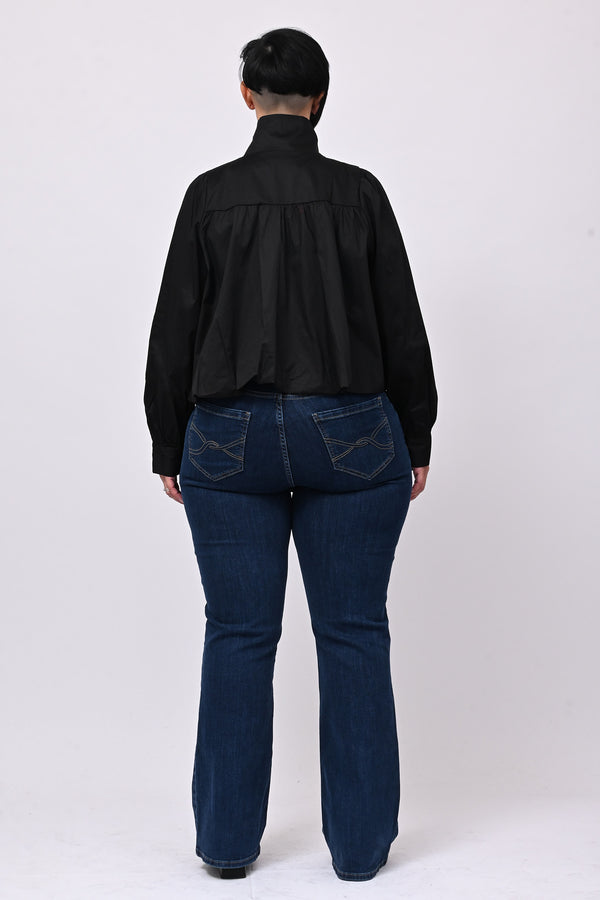 Camicia crop lupetto - Nero