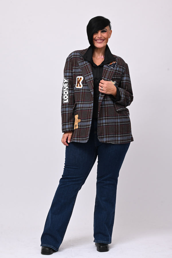 Giacca tartan toppe - Moro