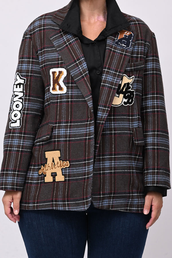 Giacca tartan toppe - Moro