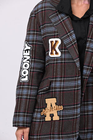 Giacca tartan toppe - Moro