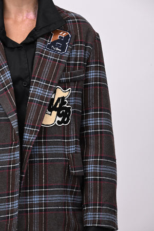 Giacca tartan toppe - Moro