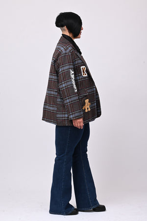 Giacca tartan toppe - Moro