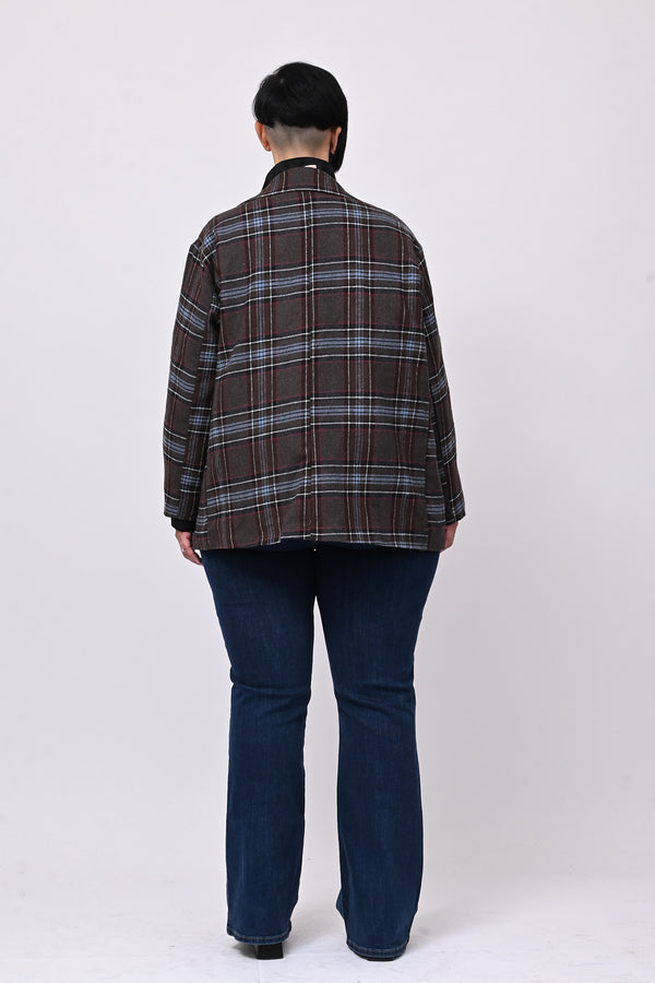 Giacca tartan toppe - Moro