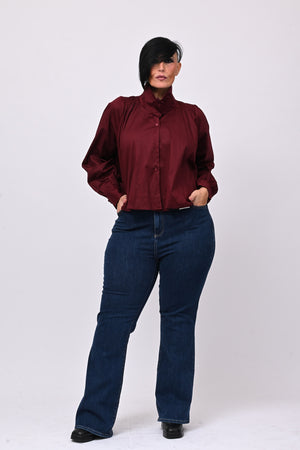 Camicia crop lupetto - Vino