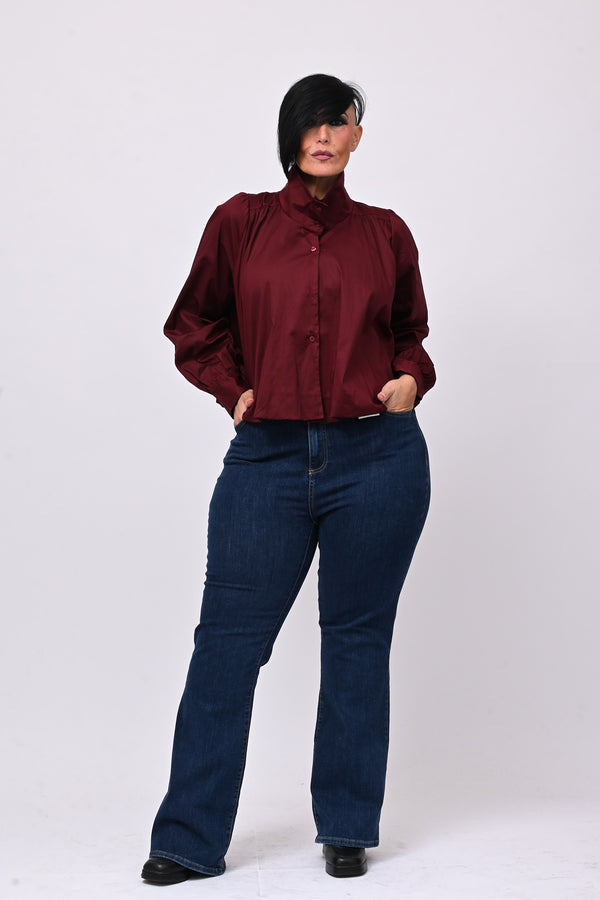 Camicia crop lupetto - Vino