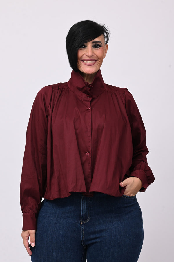 Camicia crop lupetto - Vino