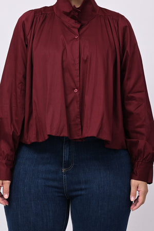 Camicia crop lupetto - Vino