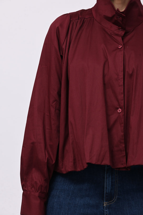 Camicia crop lupetto - Vino